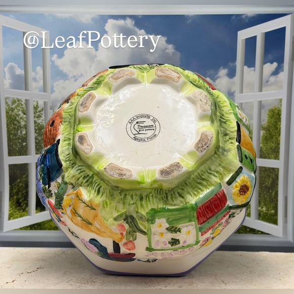 Vintage Decoware Fine Pottery Birdhouse & Garden Relief Planter Bowl - Picture 8 of 9